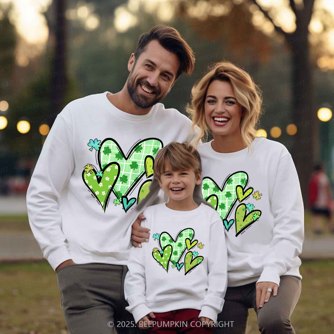 St.Patricks Day Hearts Family Matching Sweatshirts