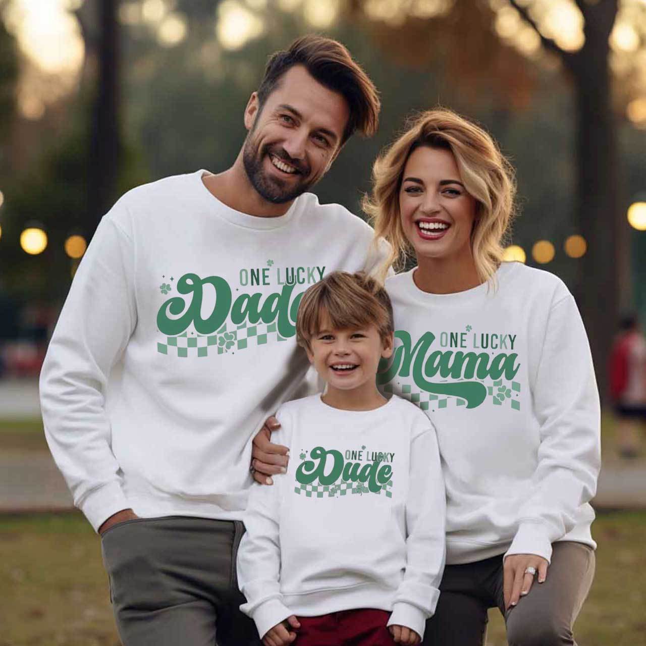 Personalized One Lucky Dude St.Patricks Day Family Matching Sweatshirts
