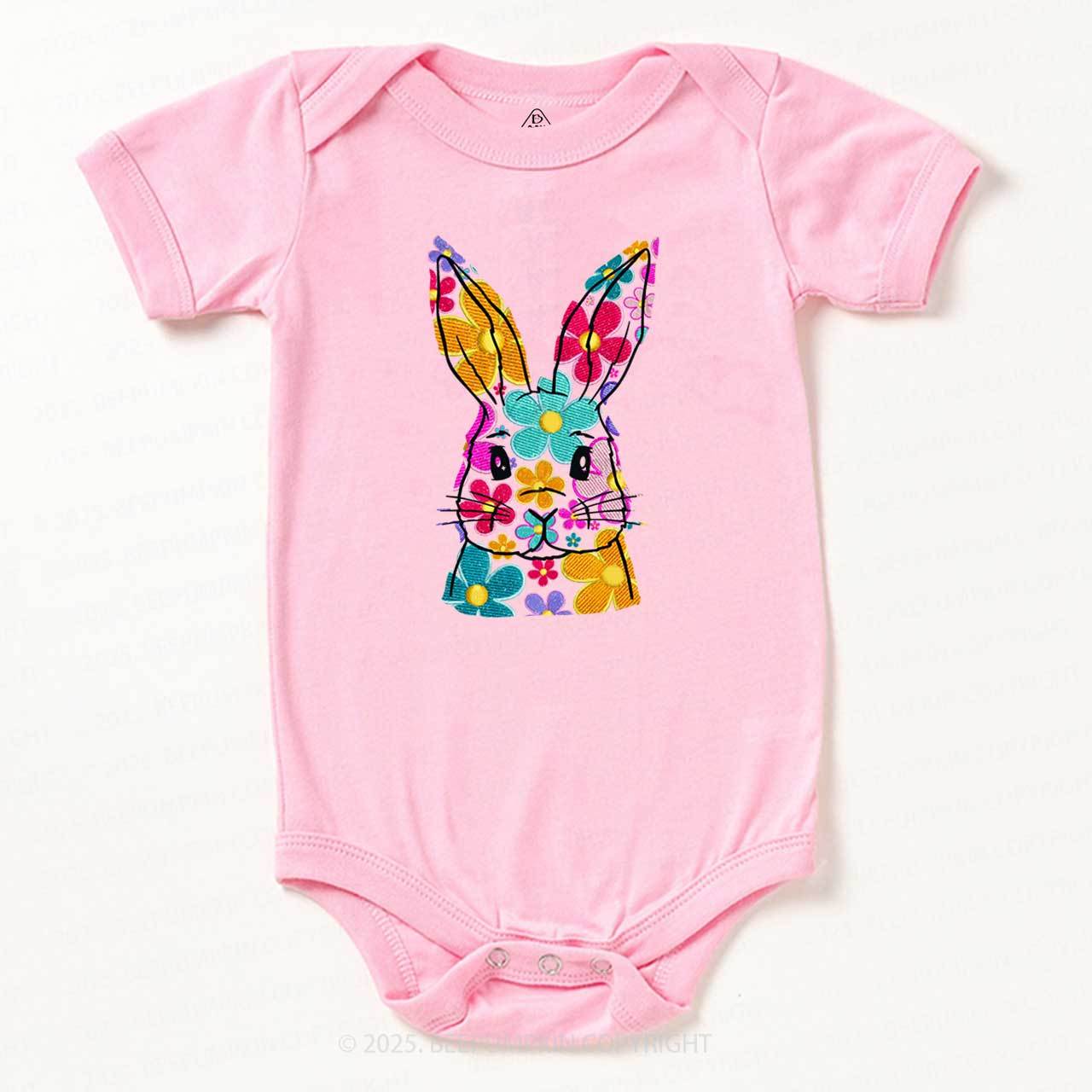 Bright Floral Bunny Easter Bodysuit Beepumpkin