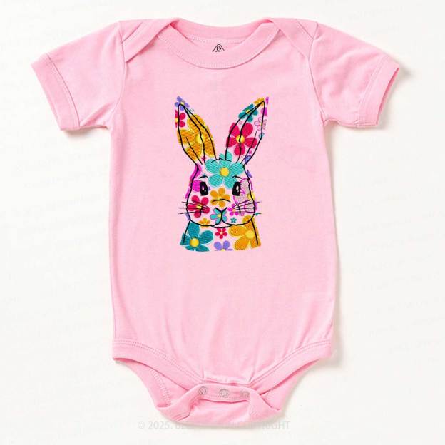 Bright Floral Bunny Easter Bodysuit Beepumpkin