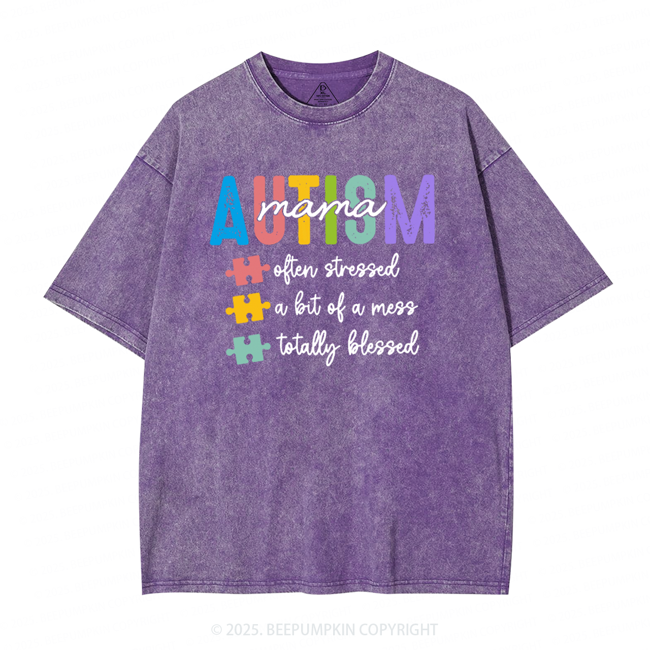 Awareness Autism Mama Washed T-Shirts