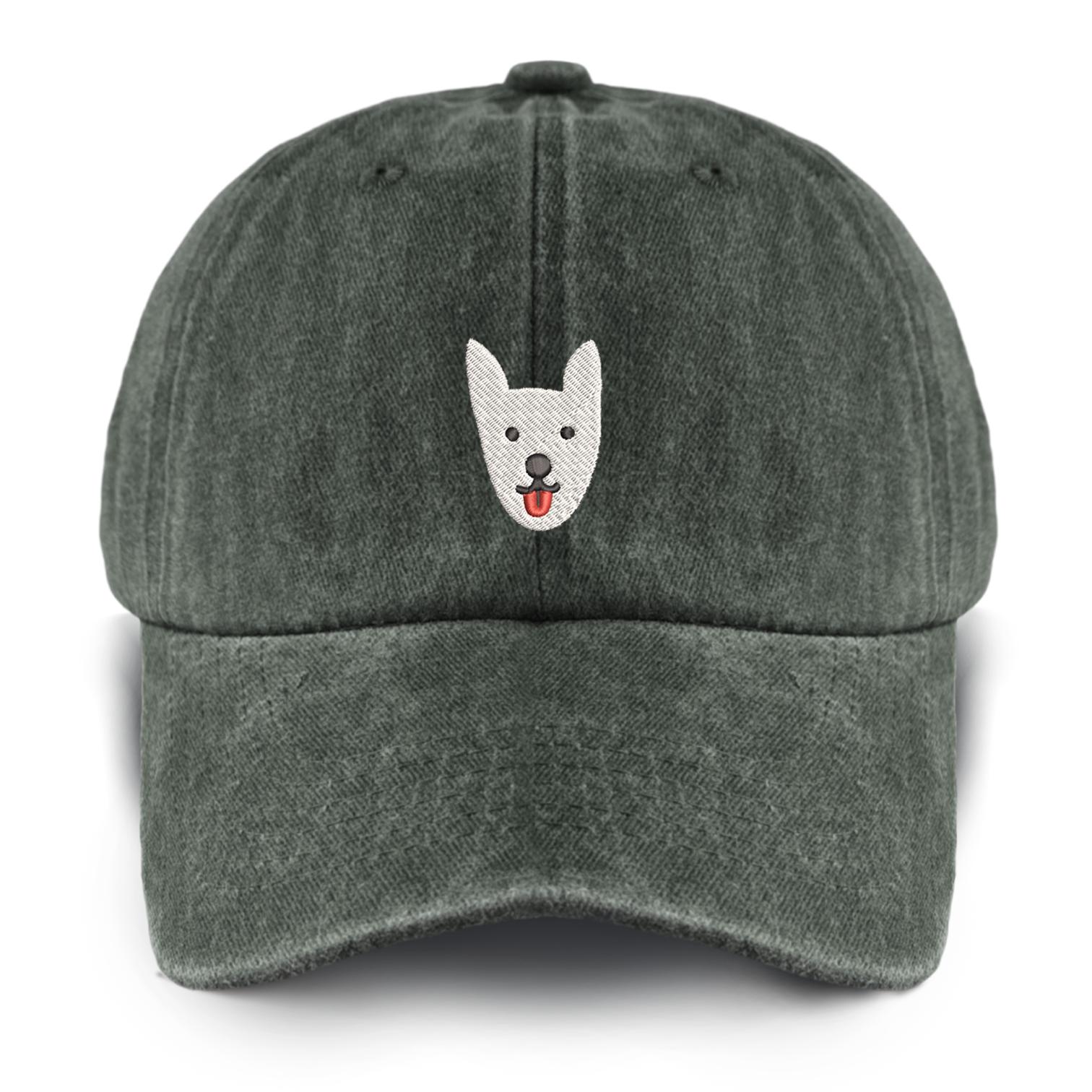 Embroidered White Dog Washed Baseball Cap For Kids