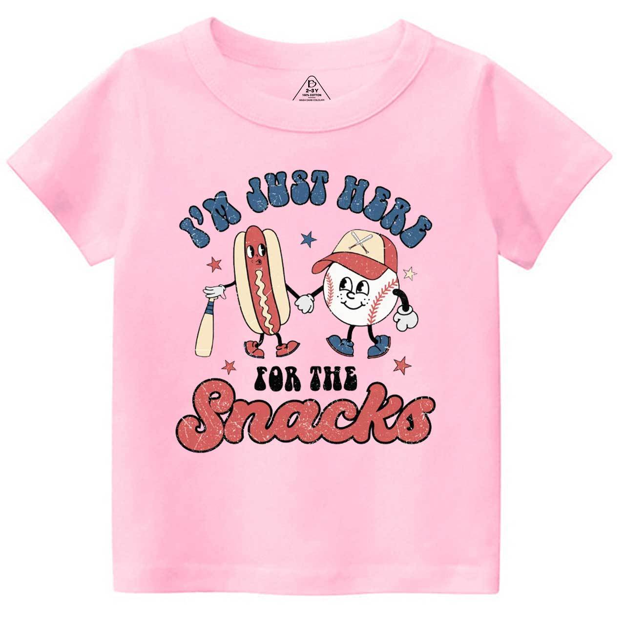 I'm Just Here For The Snacks Baseball  Toddler&Kid's Tees Beepumpkin