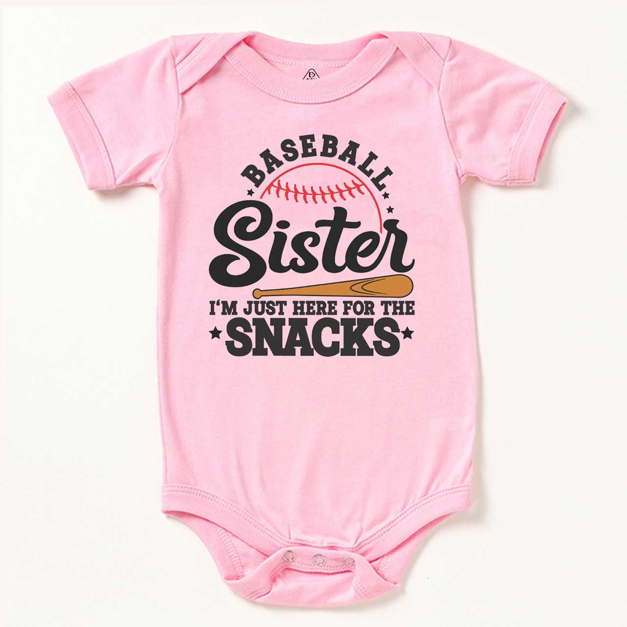 Baseball Sister I'm Just Here For The Snacks Bodysuit Beepumpkin