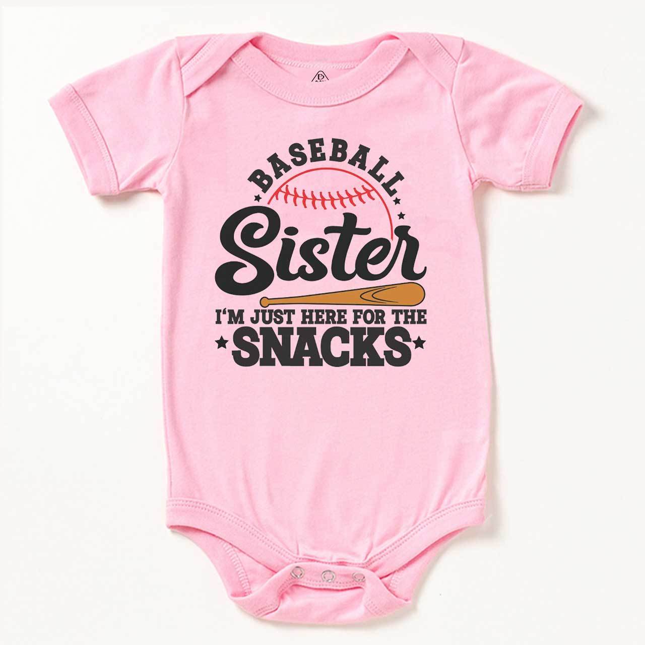 Baseball Sister I'm Just Here For The Snacks Bodysuit Beepumpkin