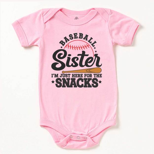 Baseball Sister I'm Just Here For The Snacks Bodysuit Beepumpkin