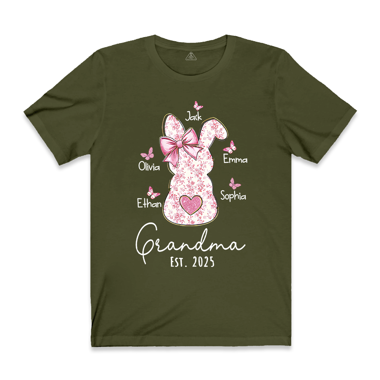Personalised Pink Floral Butterfly Bunny Easter T-Shirt