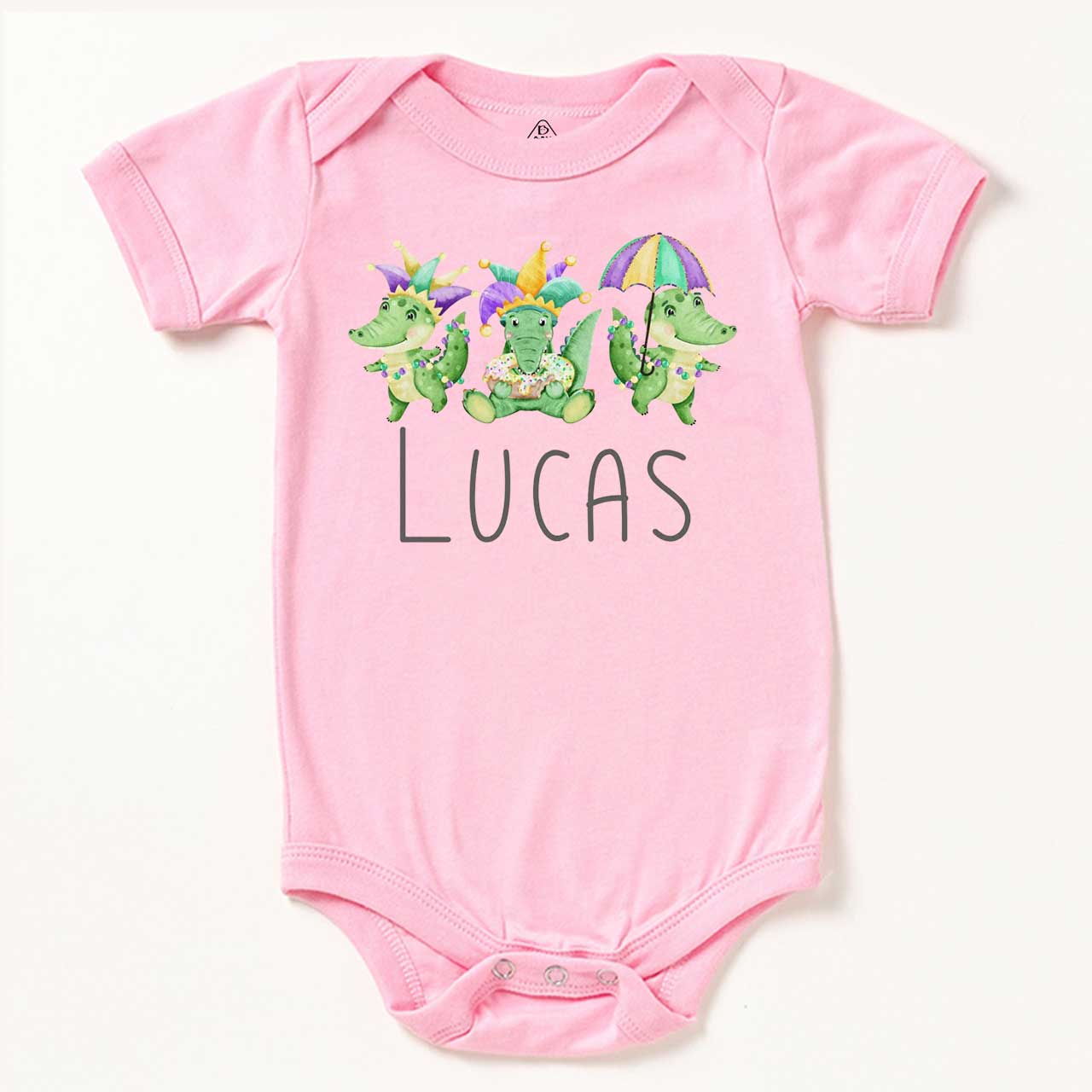 Personalized Mardi Gras Alligators Bodysuit Beepumpkin