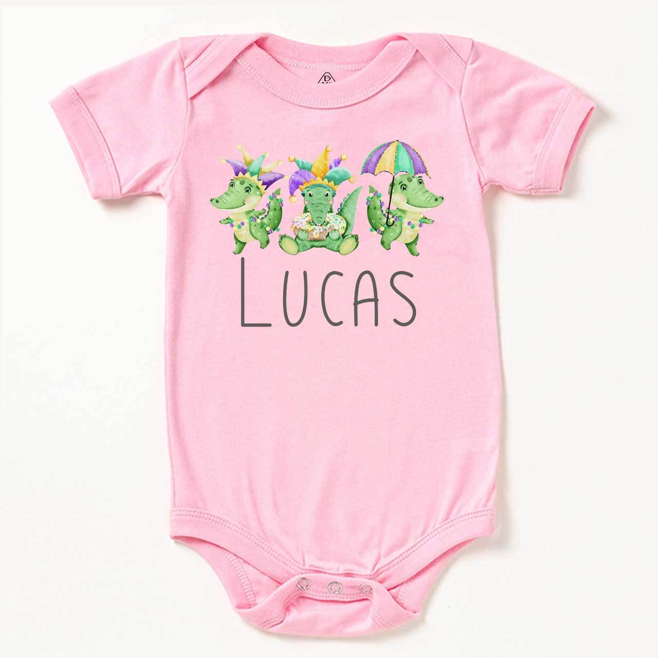 Personalized Mardi Gras Alligators Bodysuit Beepumpkin