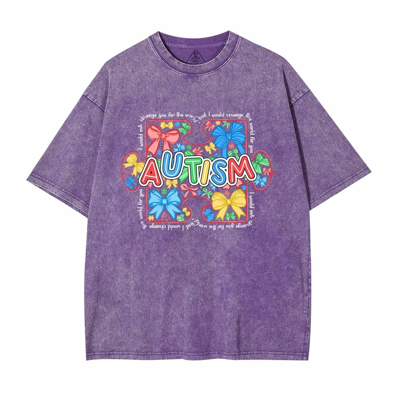 Autism Awareness Coquette Mama Washed T-Shirts