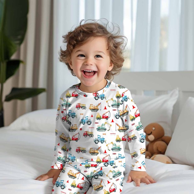 Work Truck Two-Piece Pajama Set For Kids