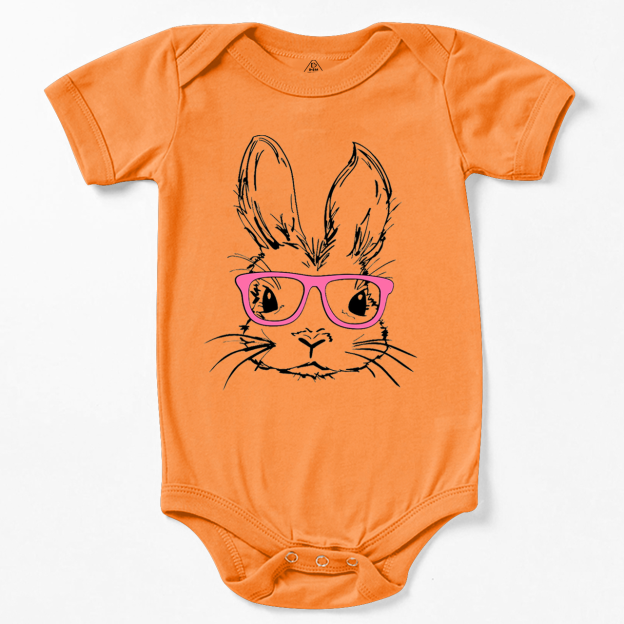 Easter Bunny With Pink Glasses Bunny Bodysuit Beepumpkin