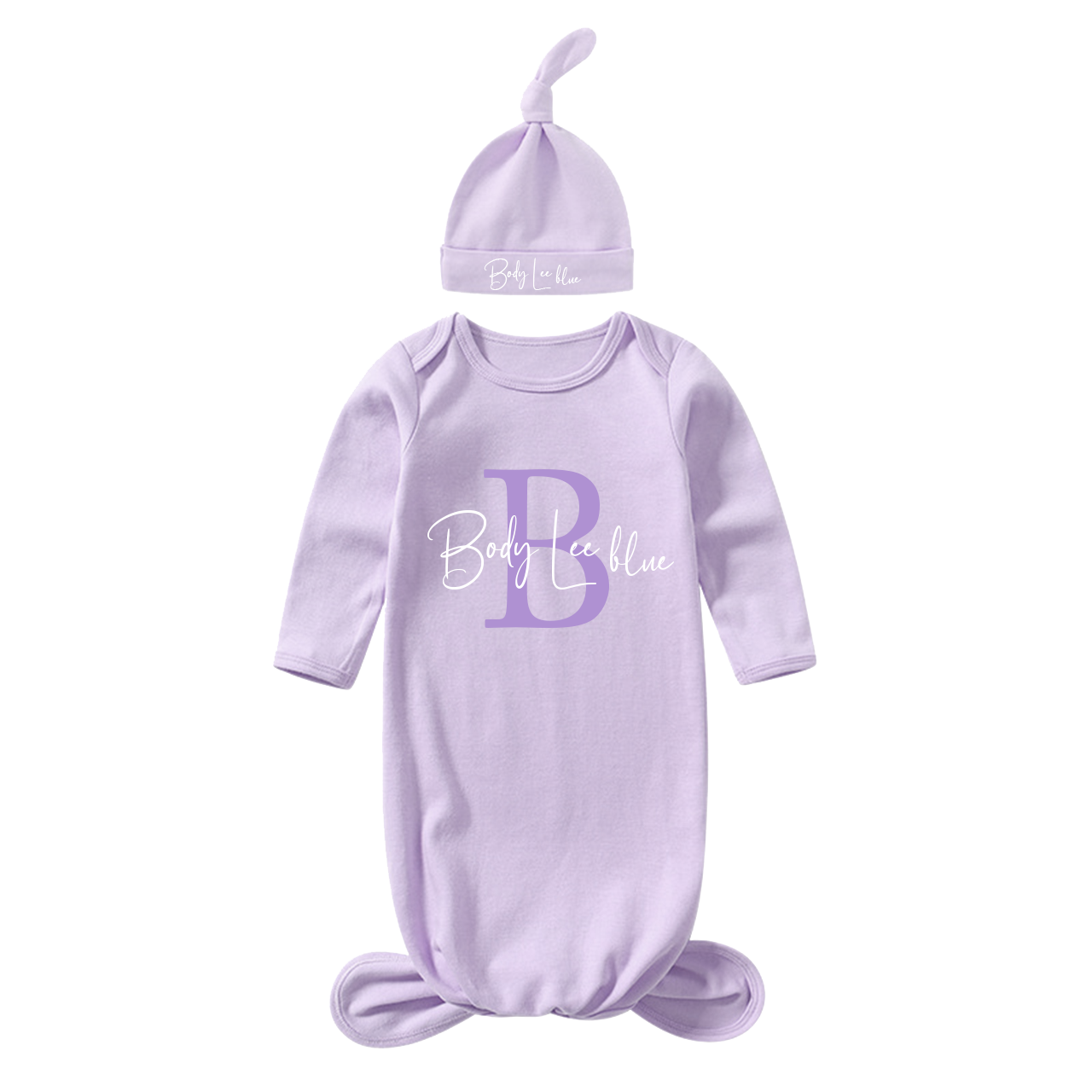 Personalized Capital Letters Name Baby Gown With Hat