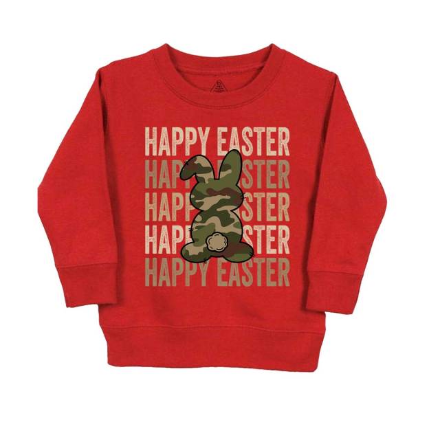 Easter Camouflage Happy Bunny Easter Kid's Sweatshirt