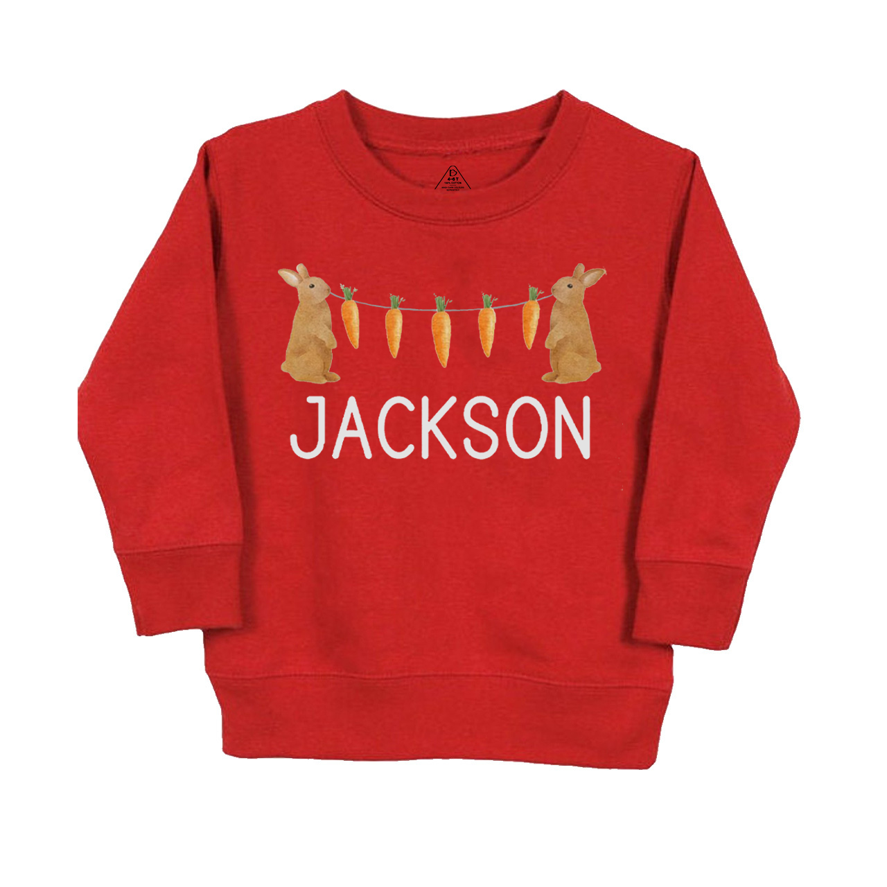 Personalized Name Bunny Carrot Easter Kid's Sweatshirt
