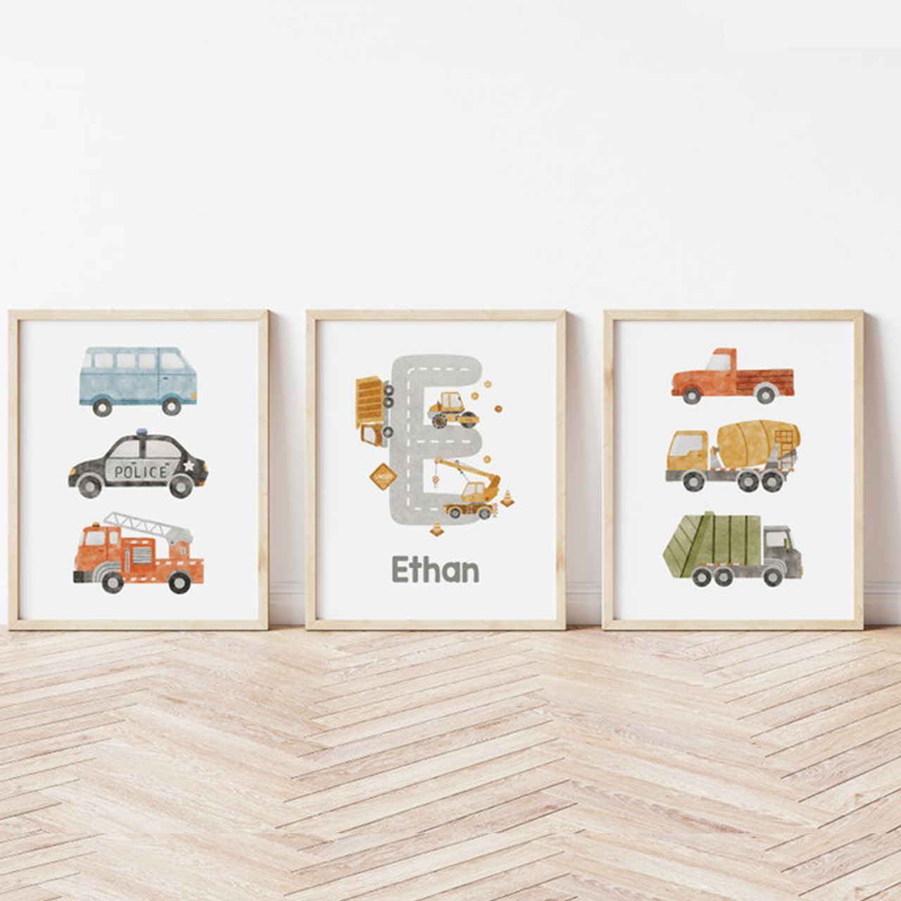 Trucks And Cars Digital Nursery Art