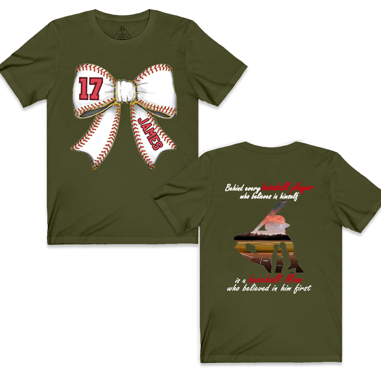 Personalized Baseball Bow Mama T-Shirts