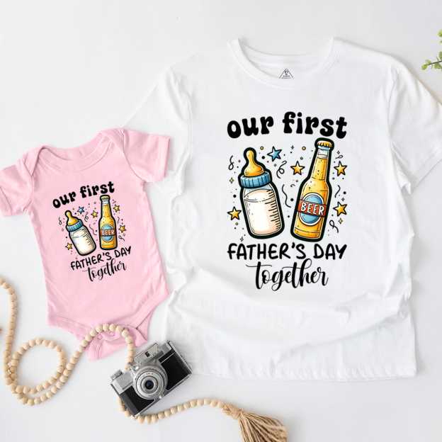Beer Milk Bottle Dad&Me Matching Shirts