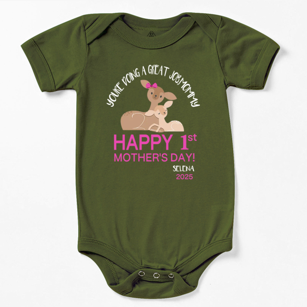 Happy 1st Mother's Day Deer Bodysuit For Baby
