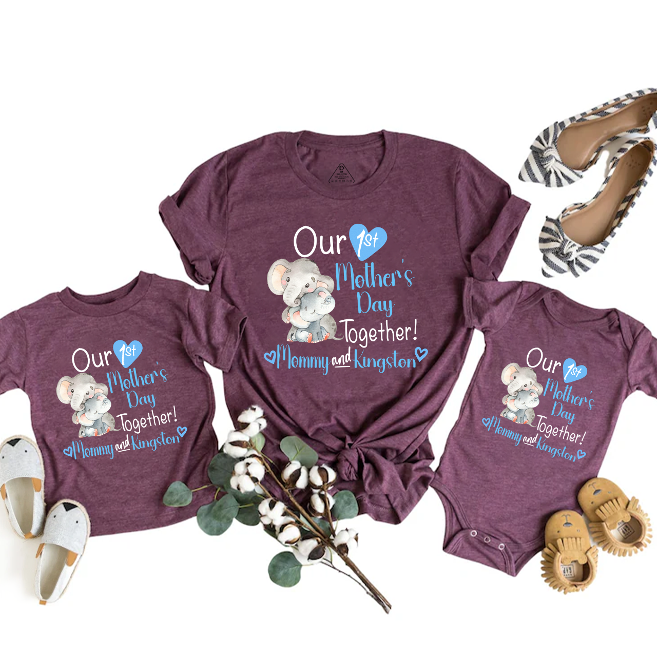 Personalized Names First Mother's Day Mom&Me Matching Tees