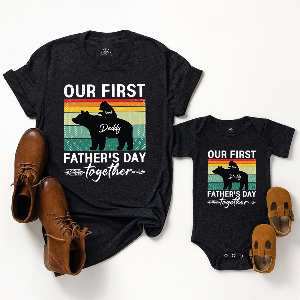 Personalized 1st Fathers Day Bear Dad&Me Matching Shirts