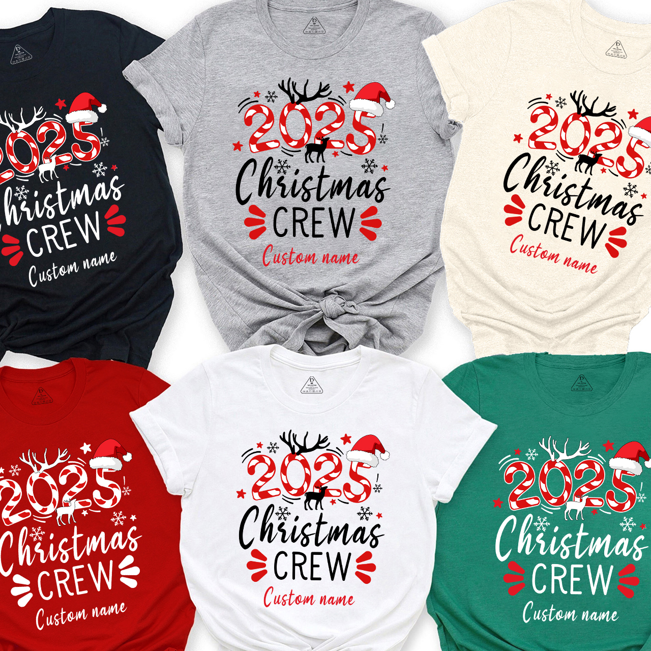 Candy Cane Personalized Christmas Crew Family Matching T-Shirts Beepumpkin