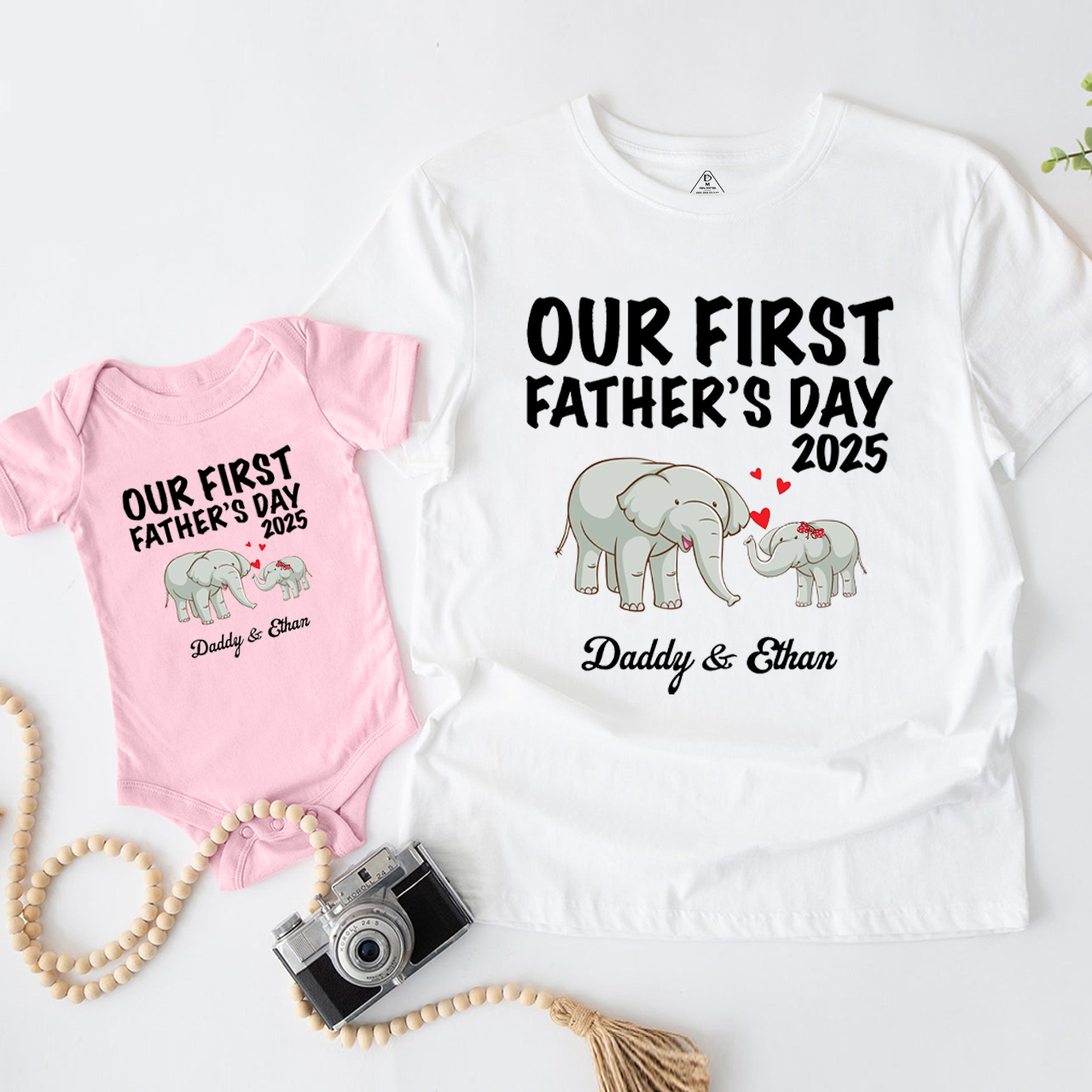 Personalized Elephant Love Launch Dad&Me Matching Shirts