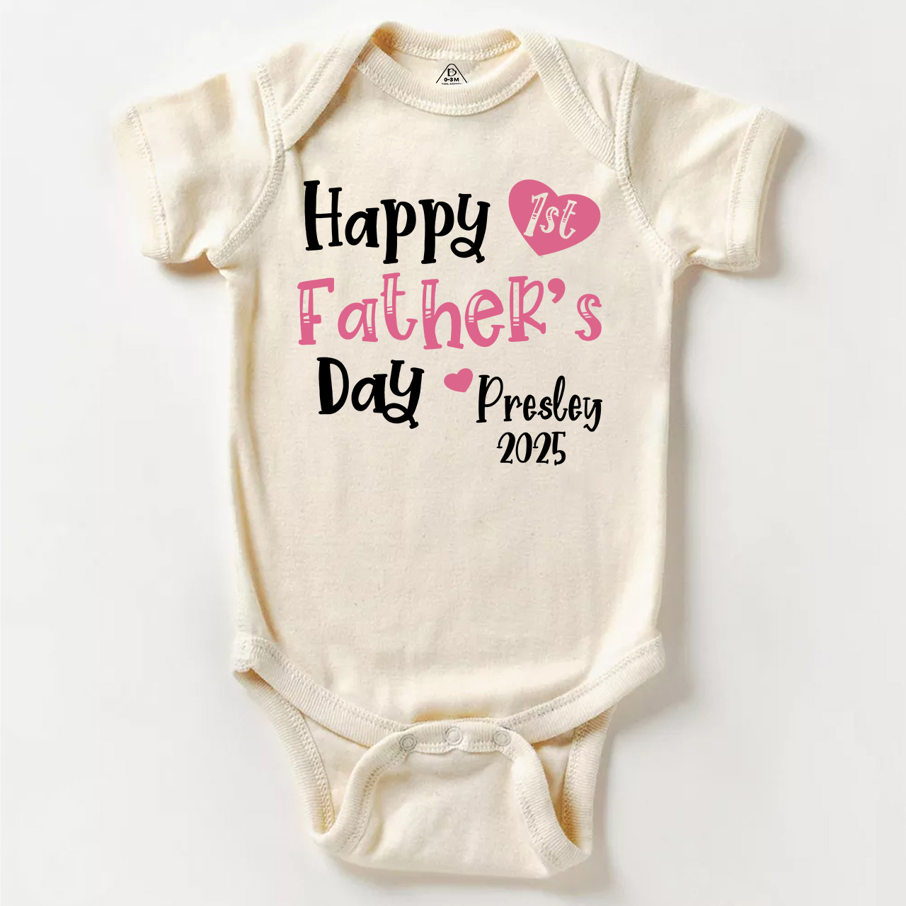 Happy 1st Father’s Day Pink Bodysuit Beepumpkin