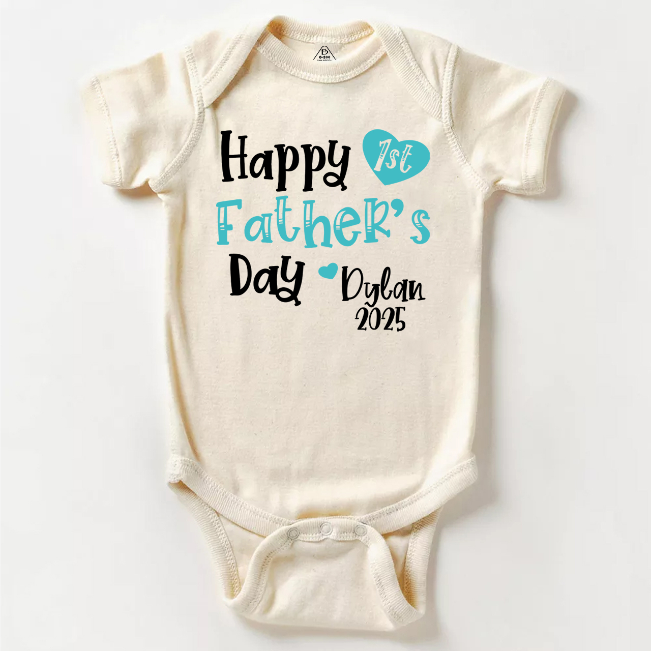 Personalized Happy 1st Father’s Day Blue Bodysuit Beepumpkin