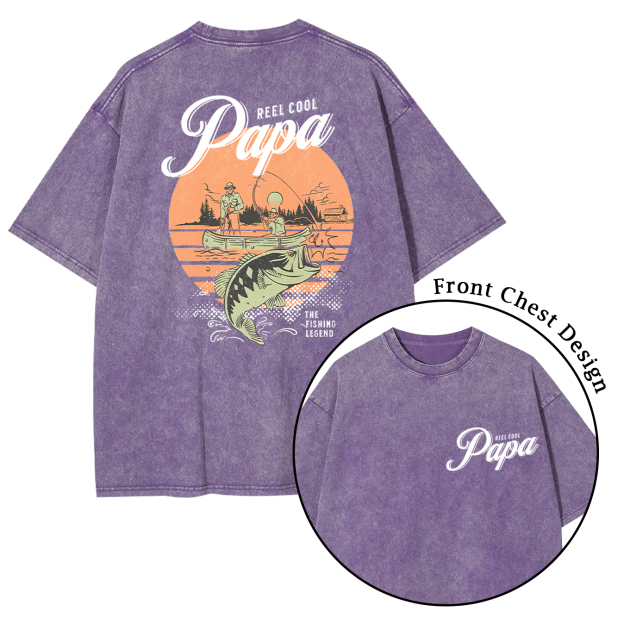 Personalized Cool Dad Fishing Washed T-Shirts