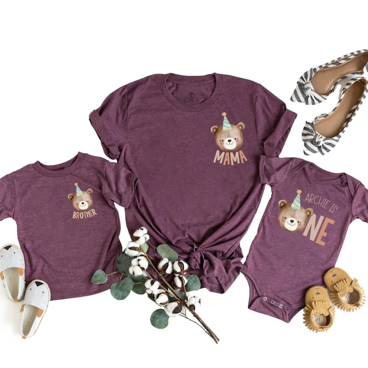 Beary First Birthday Mom&Me Matching Tees