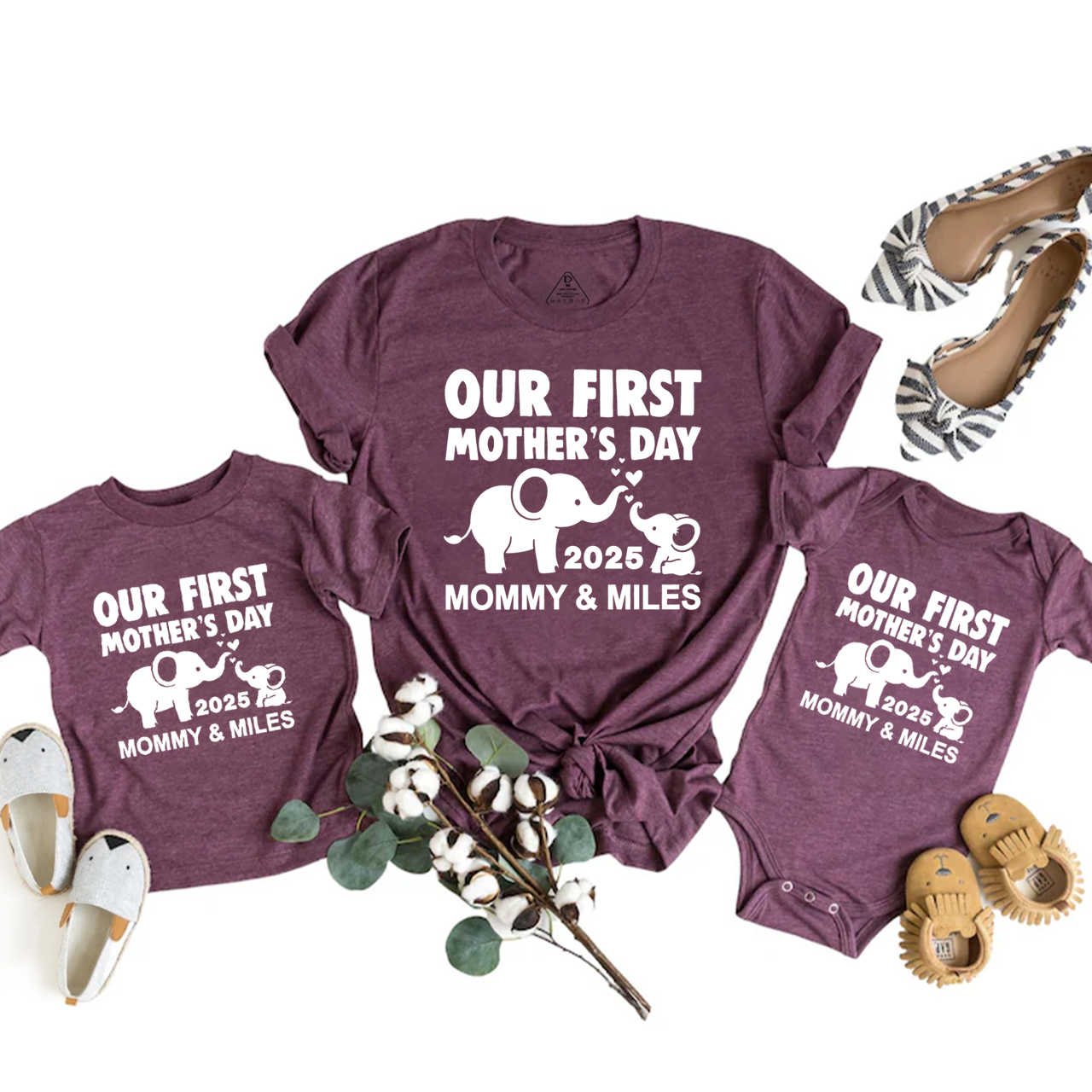 Elephant First Mothers Day Mom&Me Matching Tees