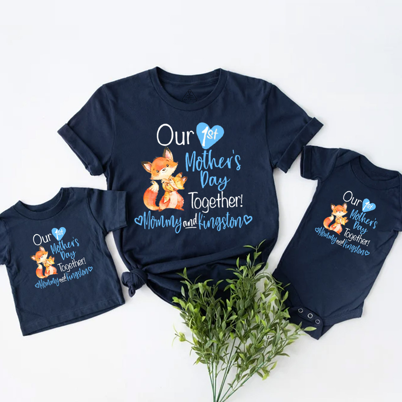 Personalized Our First Mothers Day Fox Mom&Me Matching Tees