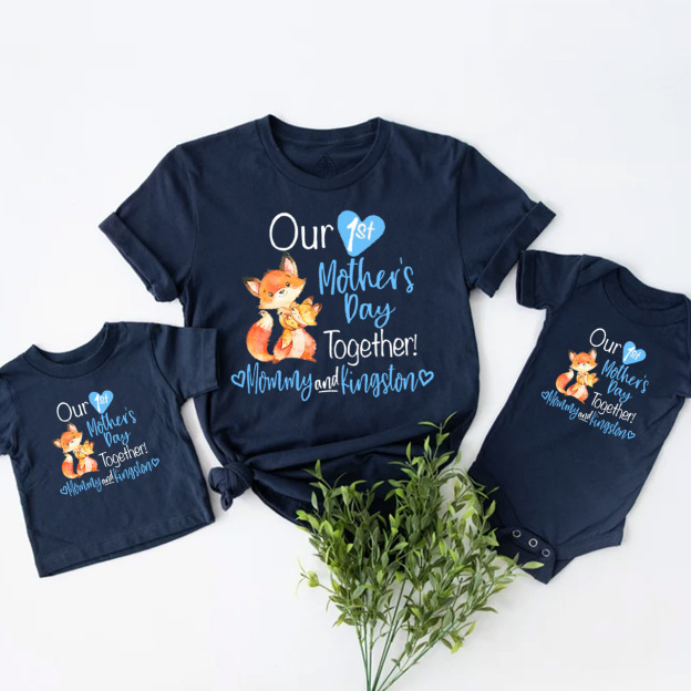 Personalized Our First Mothers Day Fox Mom&Me Matching Tees