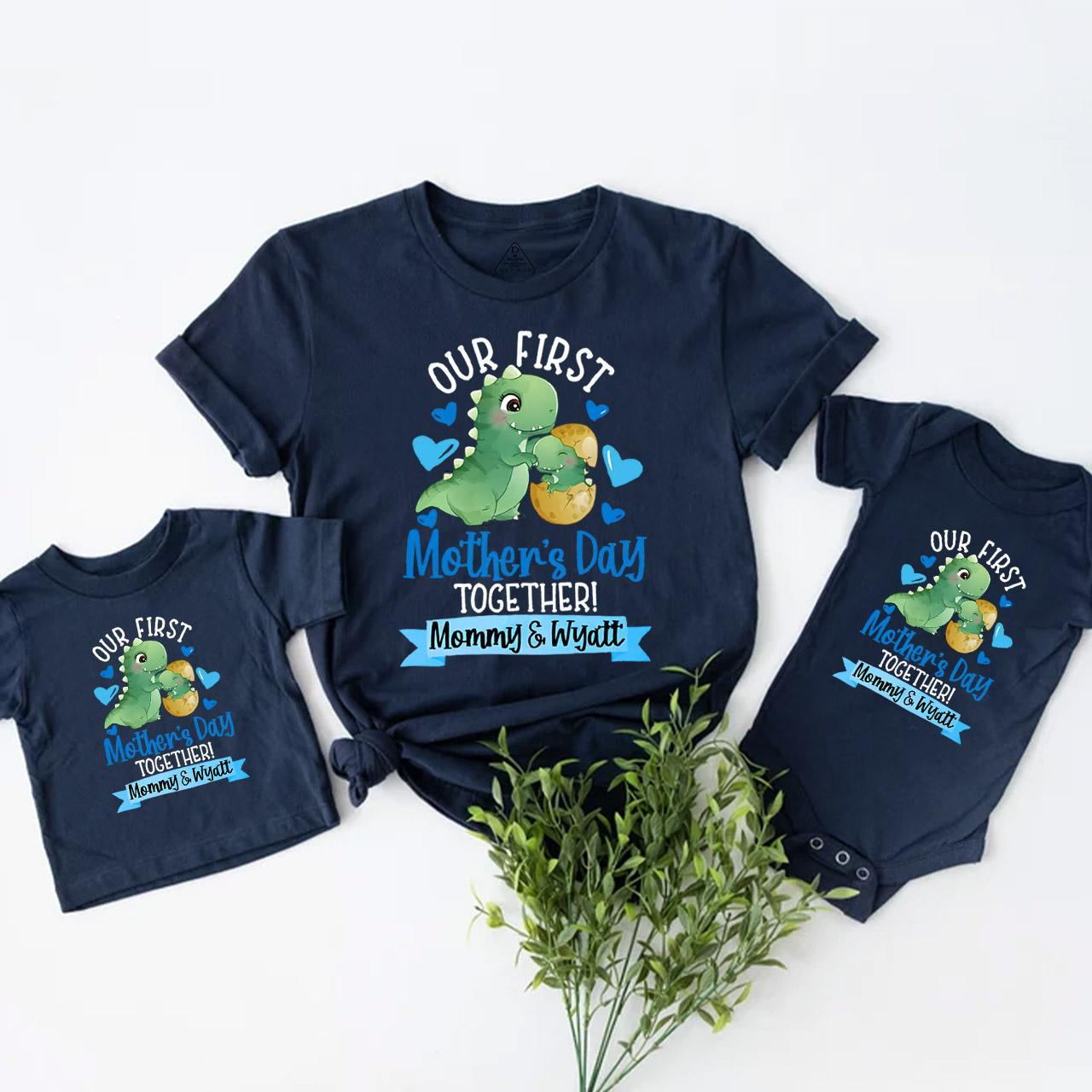 Personalized Our First Mothers Day Dinosaur Mom&Me Matching Tees