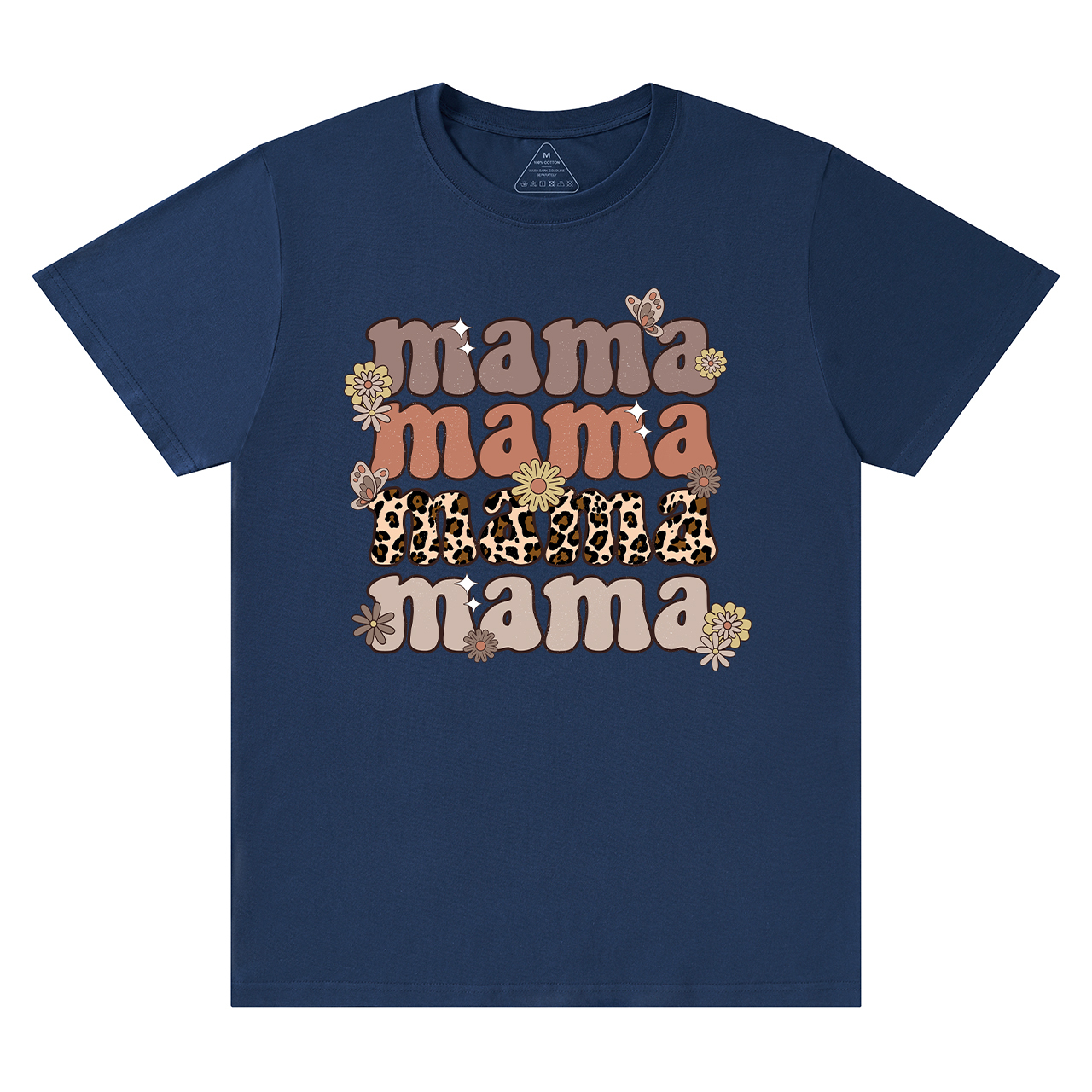 Leopard Mama Retro Flowers T-Shirt