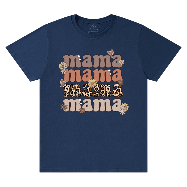Leopard Mama Retro Flowers T-Shirt
