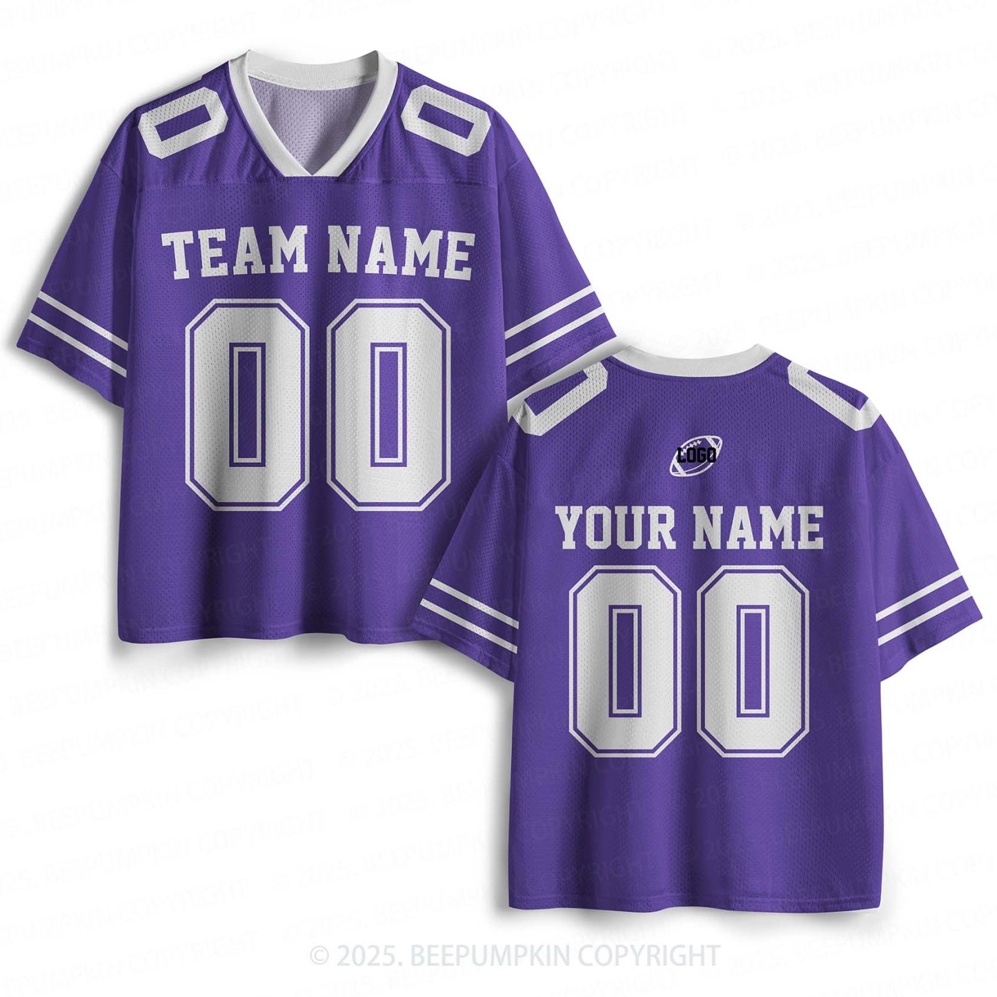 Personalized Team Name & Number Purple Adult Sport Jersey Beepumpkin