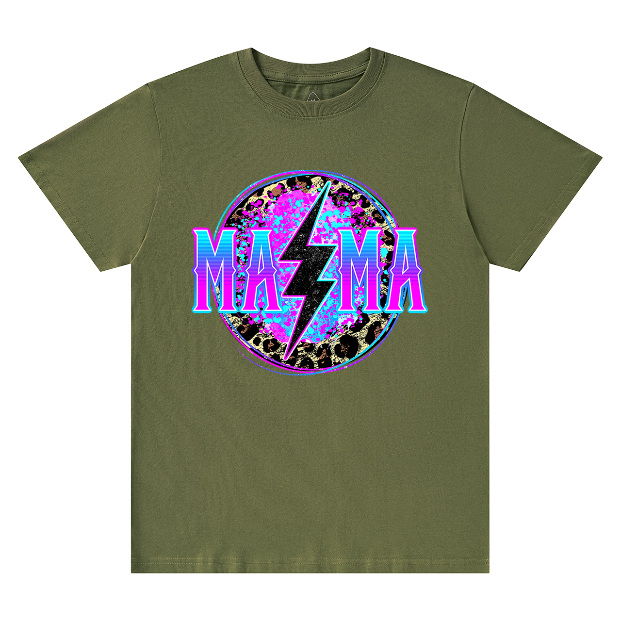 Mama Lightning Bolt Retro Leopard T-Shirt