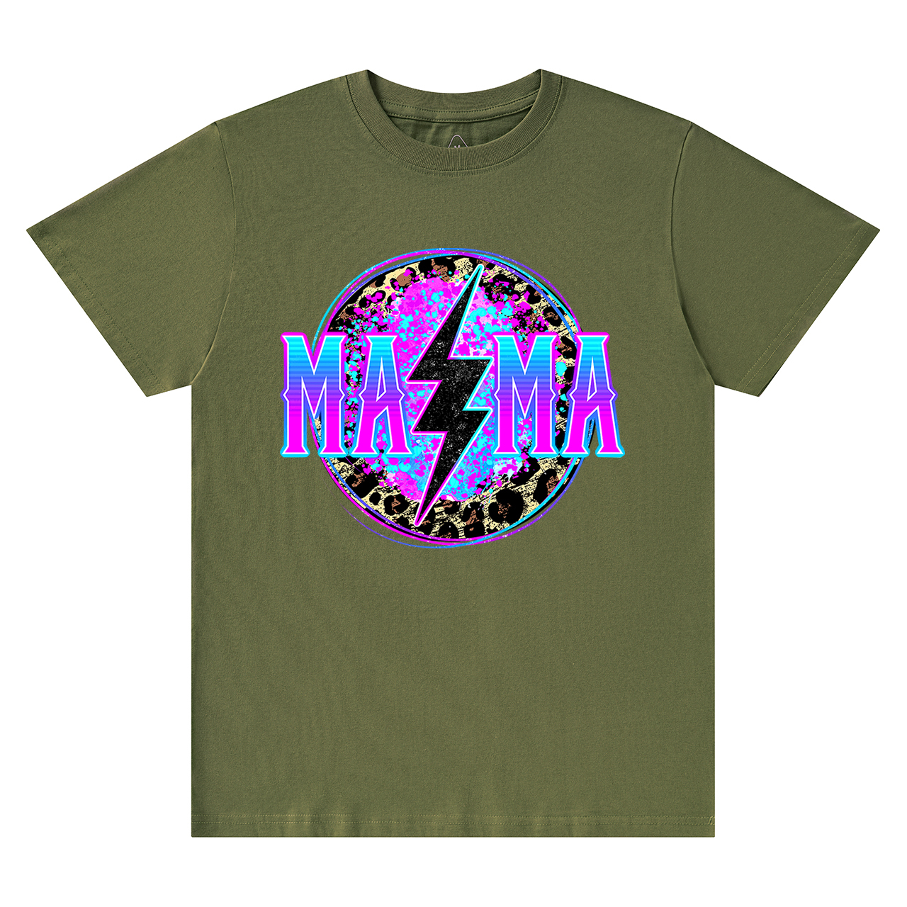 Mama Lightning Bolt Retro Leopard T-Shirt
