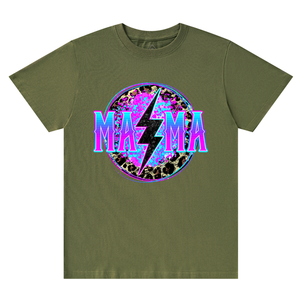 Mama Lightning Bolt Retro Leopard T-Shirt
