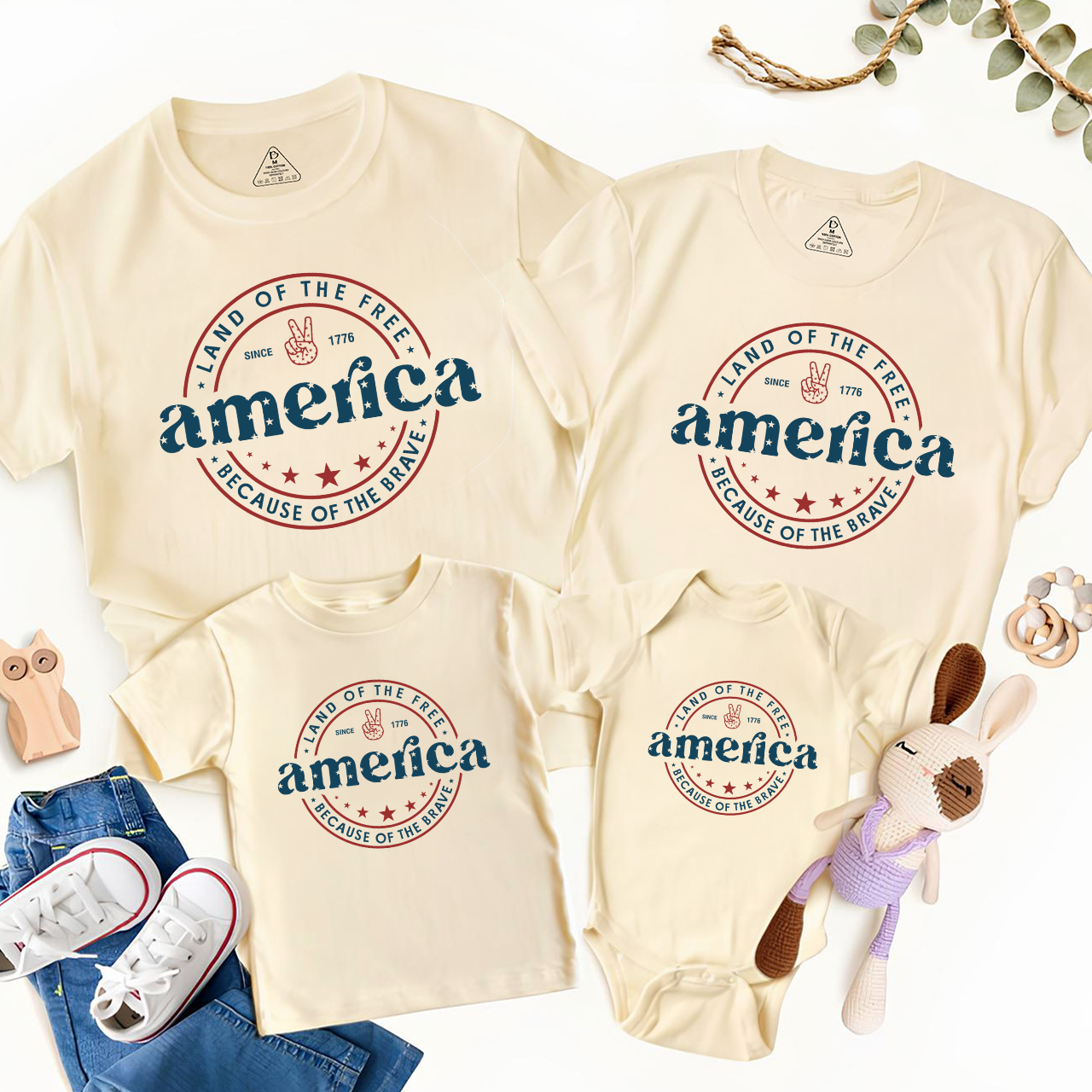 America Land Of The Free Because Of The Brave Family Matching Shirts