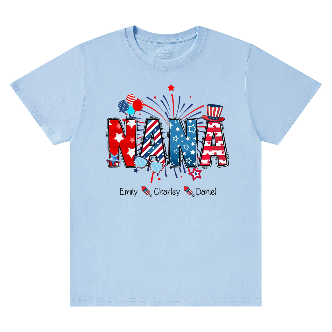 Personalized Patriotic Nana 4th Of July Grandma And Grandkid Name T-Shirts