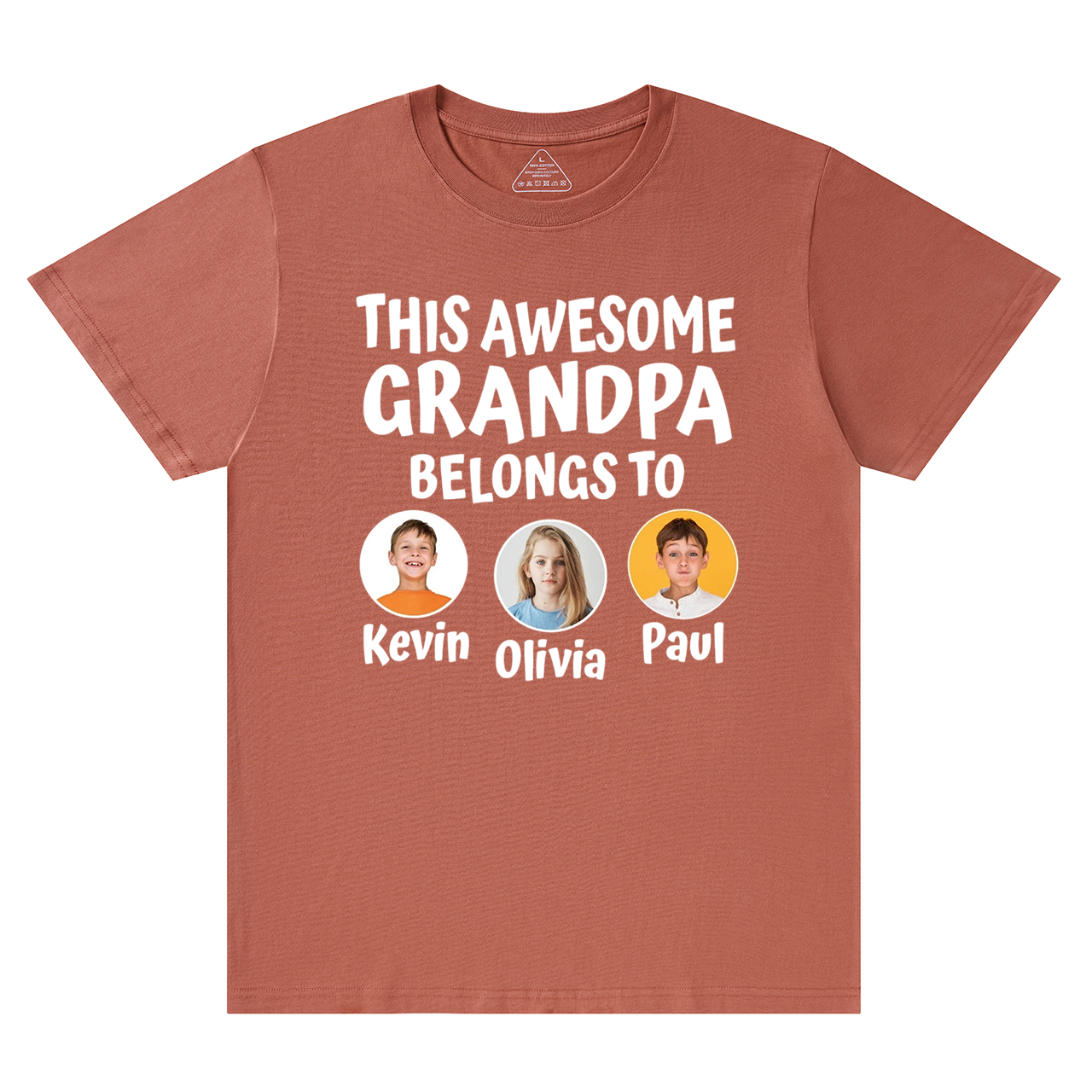 Personalized Grandpa With Grandkids Name And Photo T-shirt