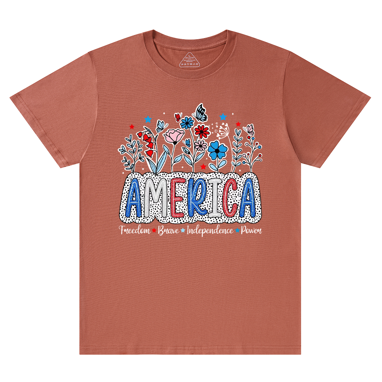 Floral Brushstroke USA Mama T-Shirts