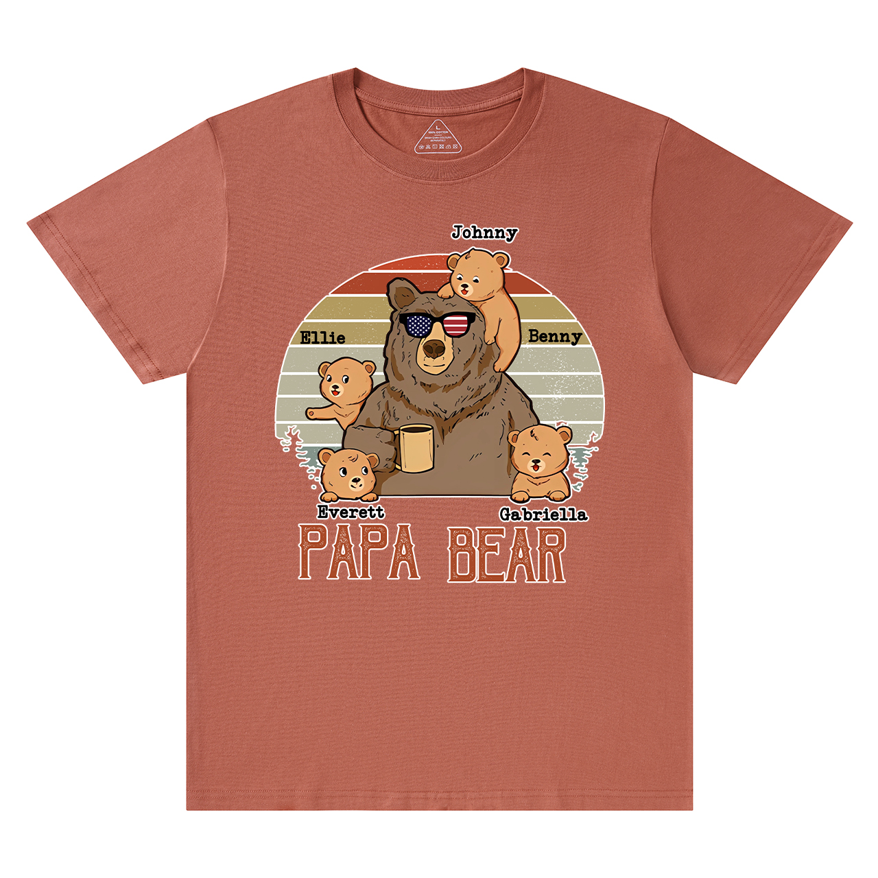 Personalized  Papa Bear And Kids Names T-Shirt 