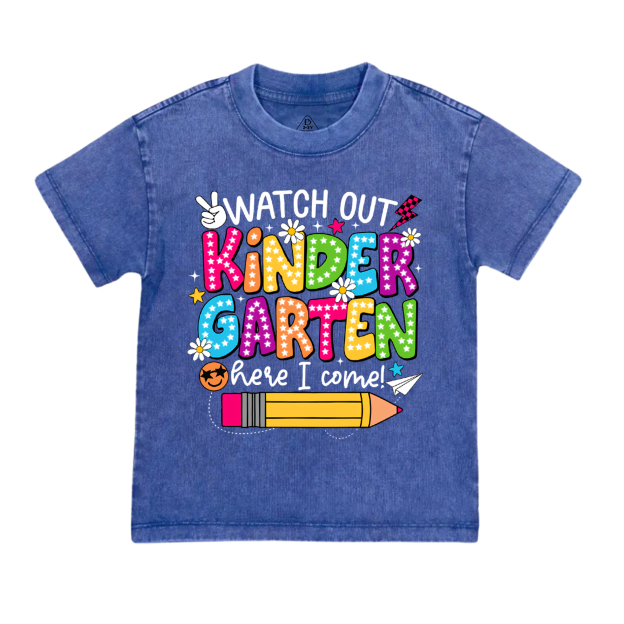 Personalized Watch Out Kindergarten Here I Come Toddler&Kids Washed Tees