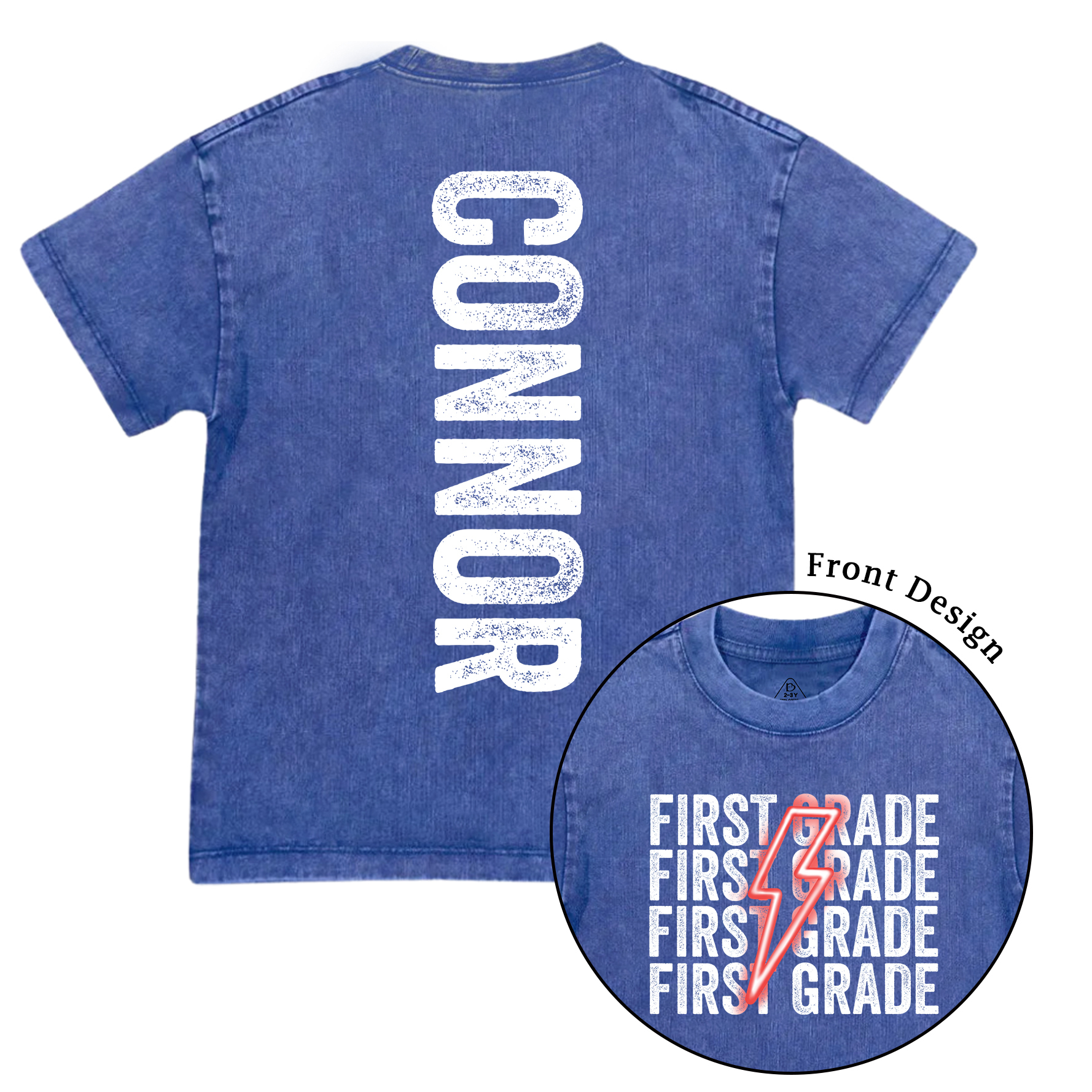 Personalized Lightning Kid Name Toddler&Kids Washed Tees