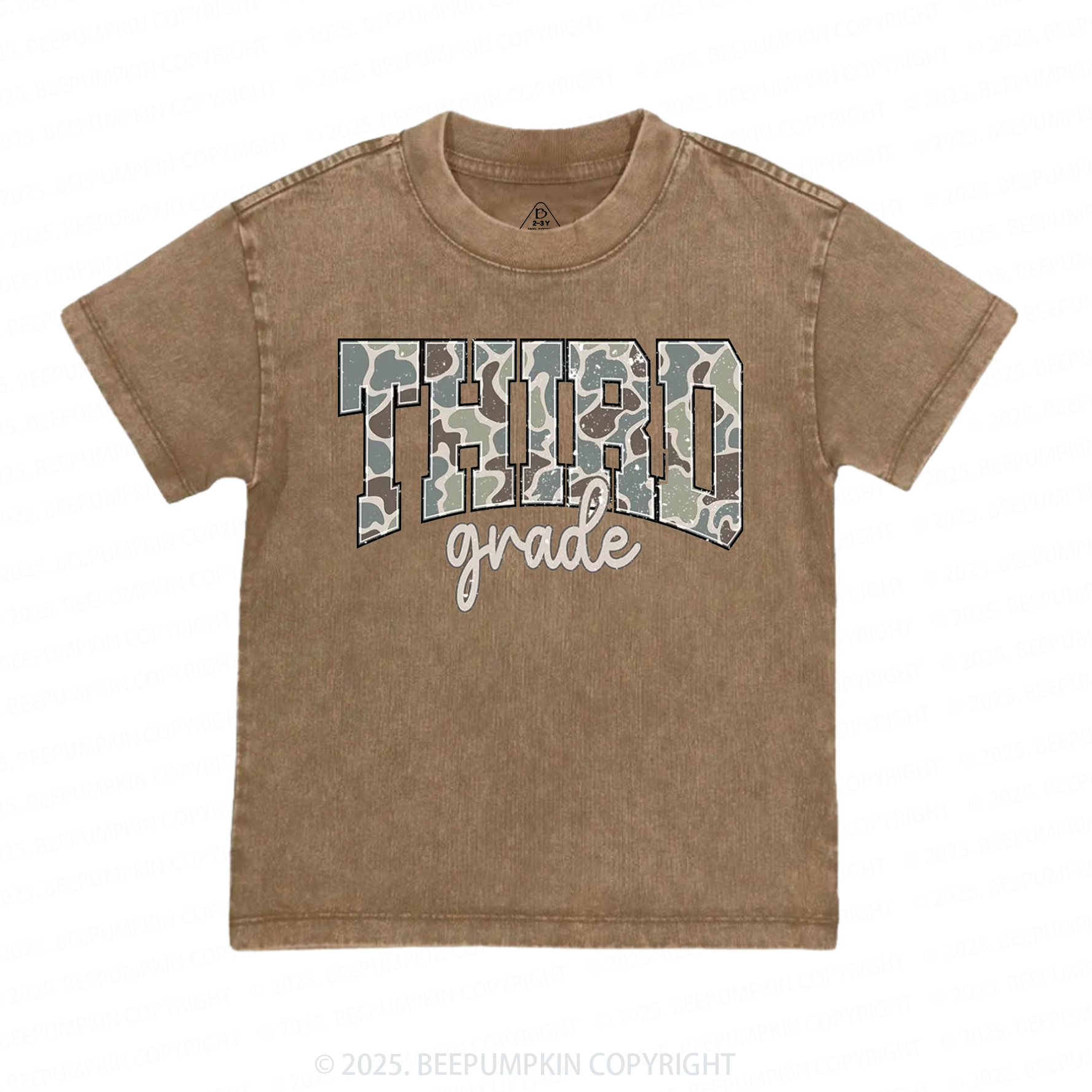 Personalized Back To School Boys Old Camo Toddler&Kids Washed Tees