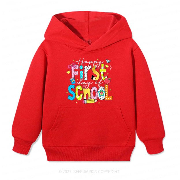 Happy First Day Of School Kid's Hoodies Beepumpkin
